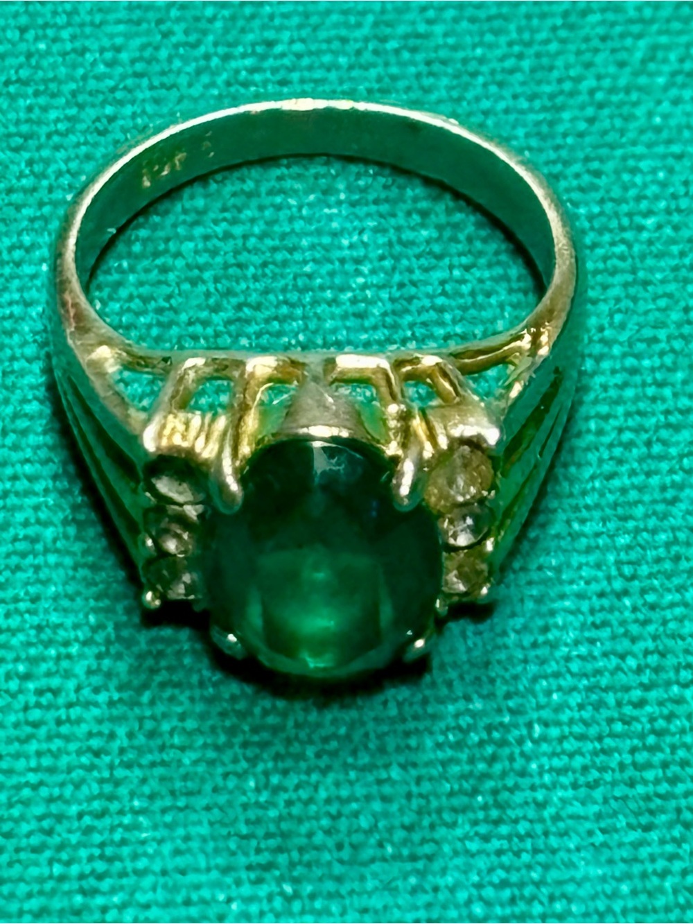 VTG Emerald (Simulated) & CZ 10K GE Gold Plated Ring